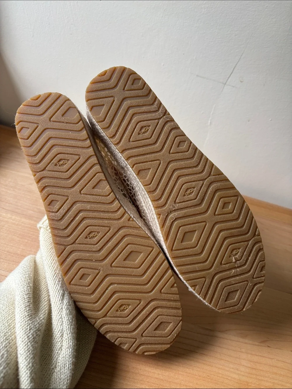 Toms Cream Lace Espadrille Platform Slip-Ons